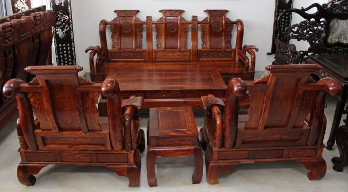 Bộ bàn ghế tần thủy hoàng tay 12 gỗ cẩm vân đẹp.
