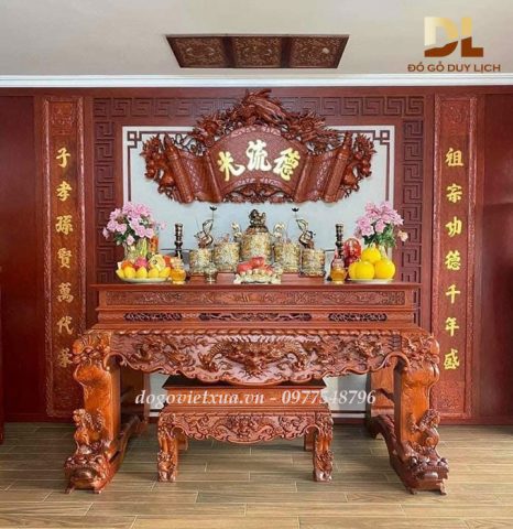 thiết kế thi công phòng thờ gỗ tại gia