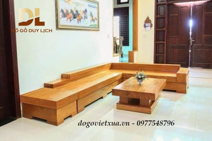 Mẫu bàn ghế sofa gỗ nguyên khối phù hợp phòng khách hiện đại