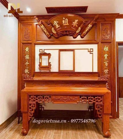 bàn thờ án gian truyện cài sen gỗ đẹp